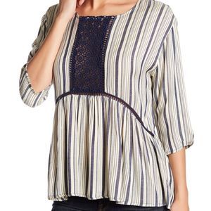 Romeo & Juliet Couture NWT Striped Crochet Blouse